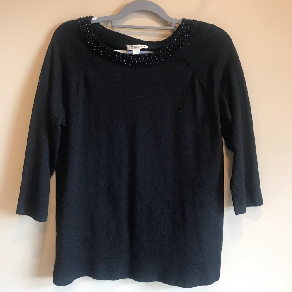 Pendleton Merino Wool Black Beaded Sweater